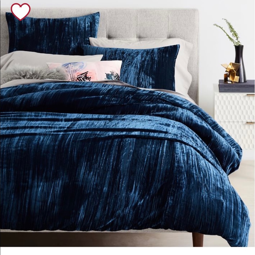 West Elm Crushed Velvet King Duvet and Shams
